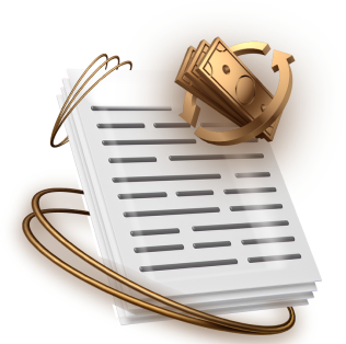 A simple icon depicting money on paper, symbolizing financial transactions and contracts in the forex market.