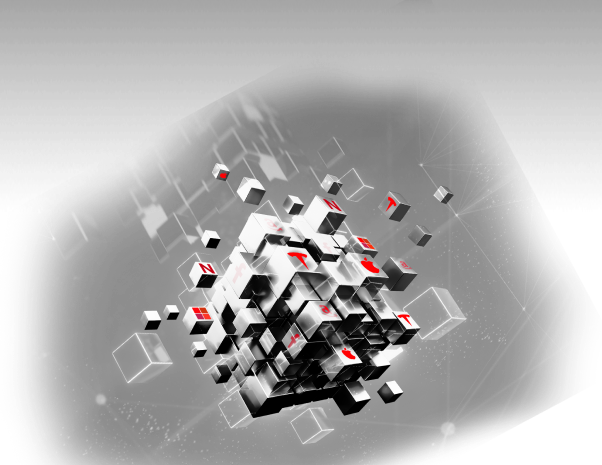 Shares logo on a larger cube merging with a smaller one, symbolizing growth and consolidation in the financial sphere.