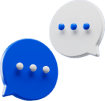 青い点のついた2つのスピーチバブル、2人の会話を表しています